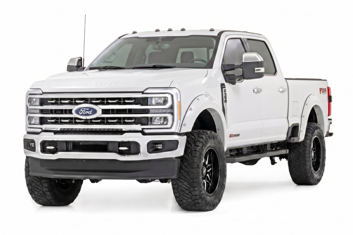 Ford F-250 Super Duty Fender Flares - Rough Country - Pocket - Oxford White - '23-'26